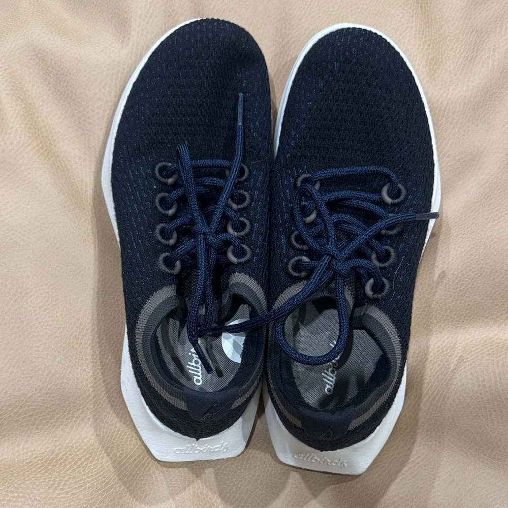 Allbirds Tree Dasher 2 Women’s running sneaker natural black royal blue sz 7.5